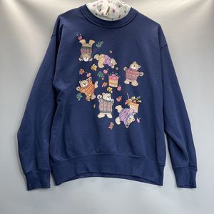Vintage Gopher Sport  Petite Large Navy Fall Bears Apples Turtleneck Sweater
